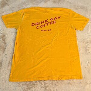 Drink Gay Coffee Turtle Island Bend Oregon Pride Graphic Short Sleeve T Shirt